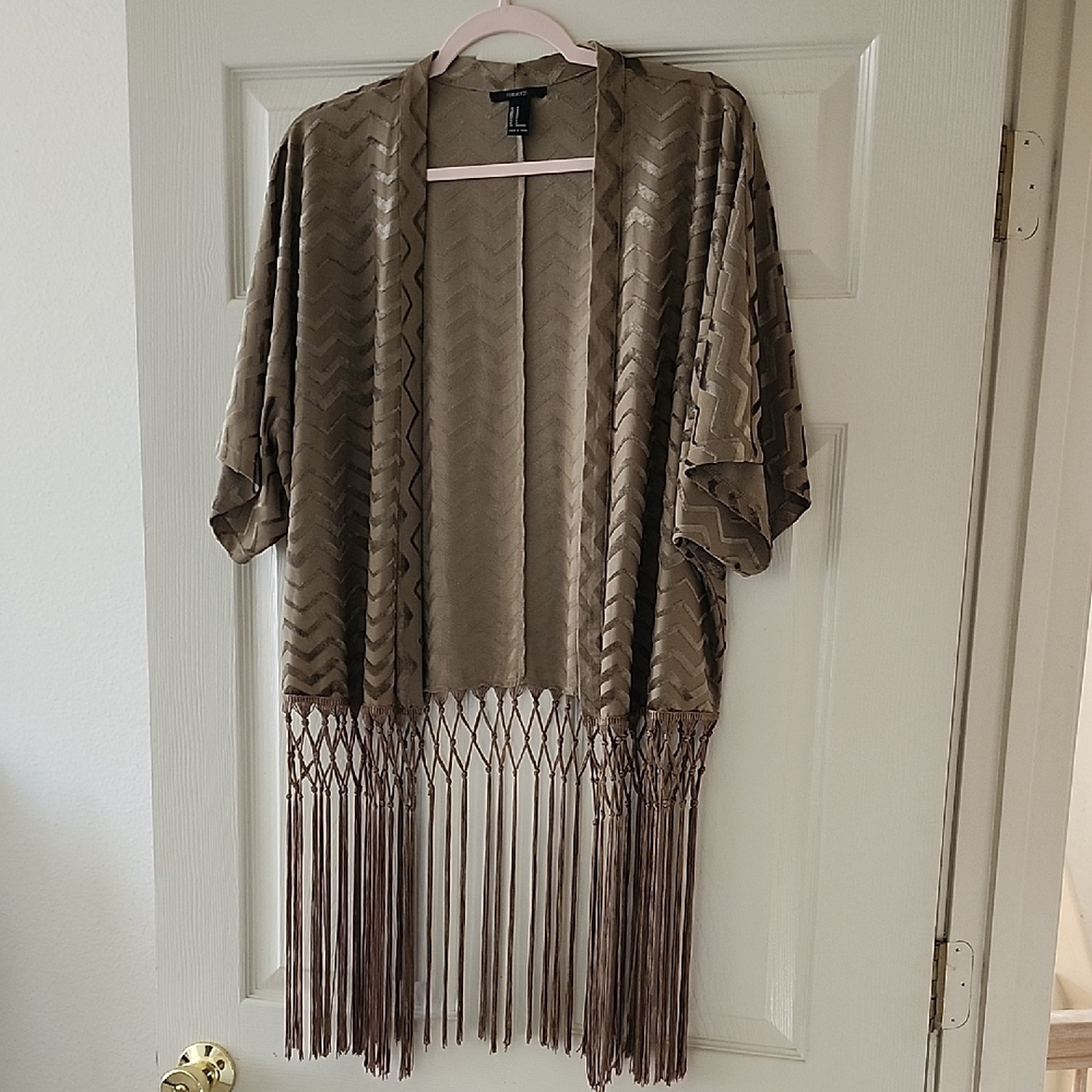 Forever 21 Brown Fringe Kimono